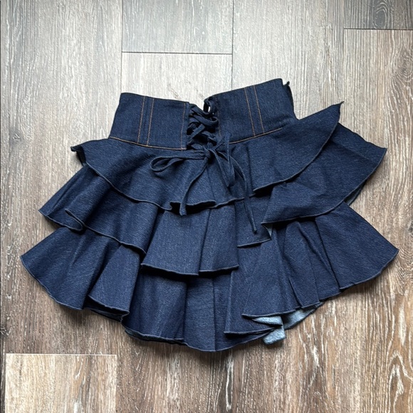 Ofuure Dark Blue Denim Ruffle Skirt Set - Picture 5 of 9
